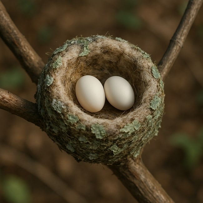 hummingbird nest and two eggs ai generated