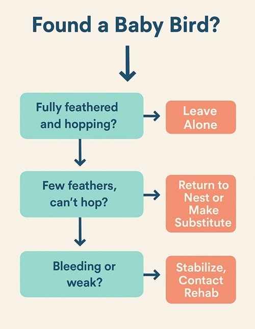 infographic showing what to do when you find a baby bird.