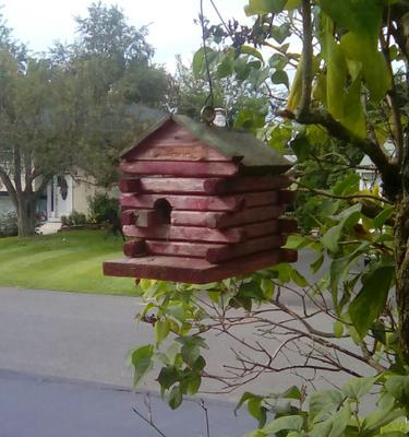 log cabin birdhouse