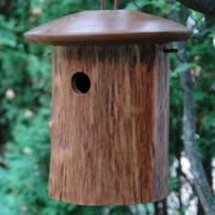 Natural looking log Chickadee House