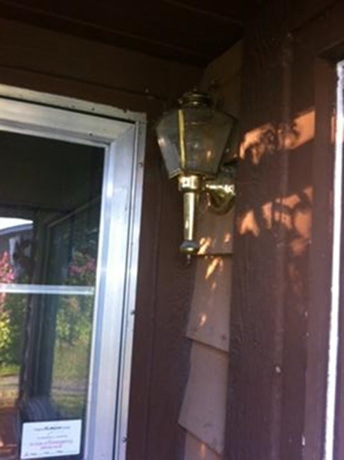 Porch light where robins nest