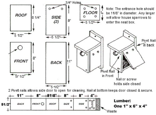 bluebird house hole size